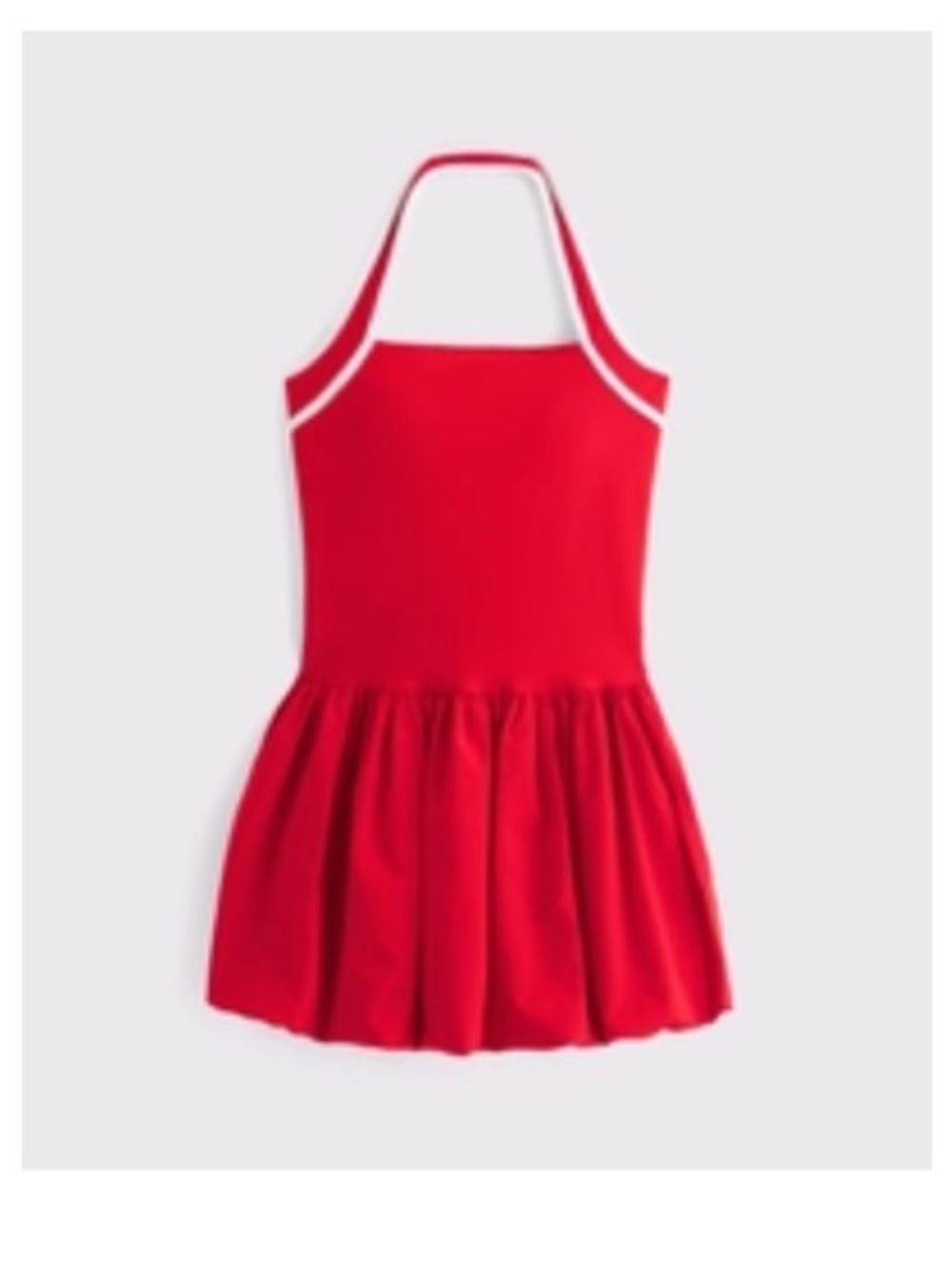 Abercrombie YPB motionTEK Halter Bubble Hem Mini Dress Skort in Red